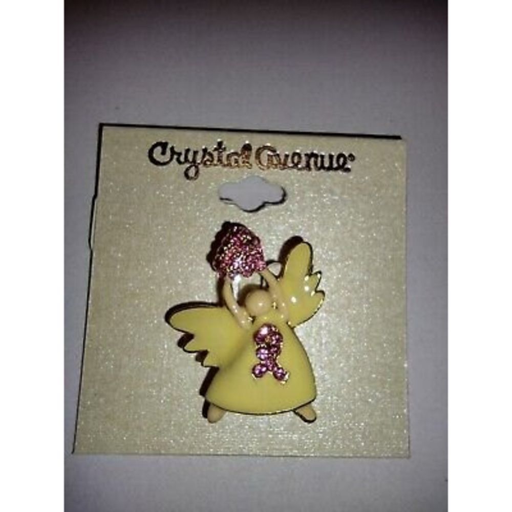 Crystal Avenue Fashion Gold Tone Angel - Cancer Survivor Pin